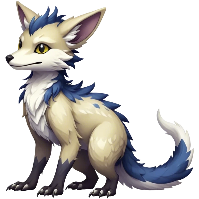 Epic Feral Rare Fantasy shiny cool cute fluffy Vernid-Sergal-Trico-species by LiLaiRa, random markings, tufted tail, tufted ears, full body emoji