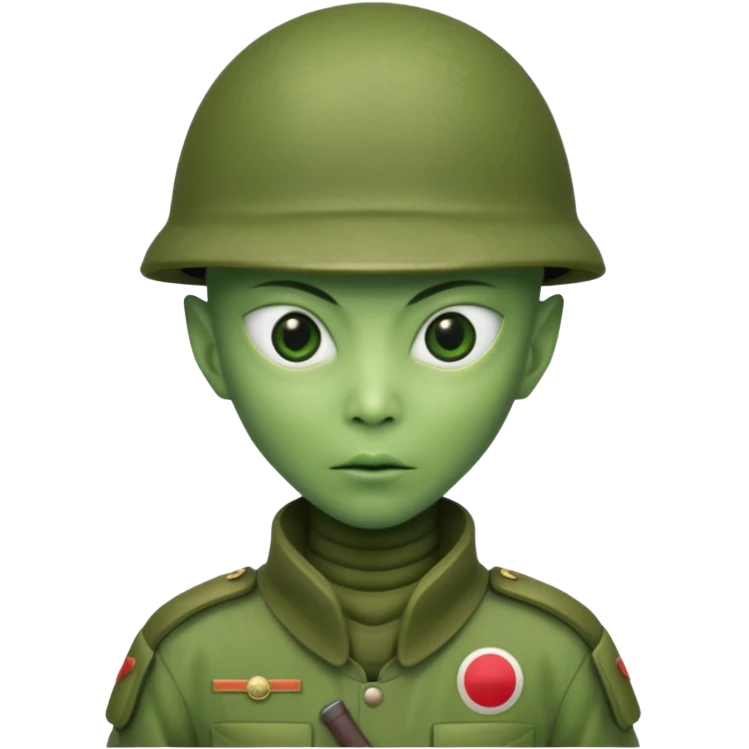 alien, wearing japan soldier custome, half body emoji