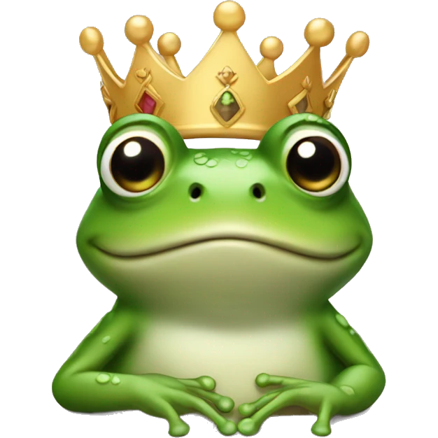 a frog with a crown in his hands emoji
