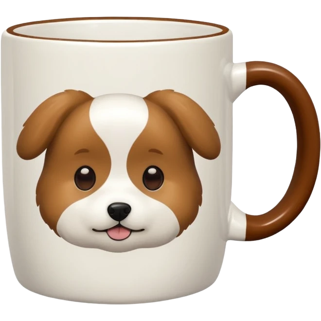 A coffee mug with cute dog beside it emoji