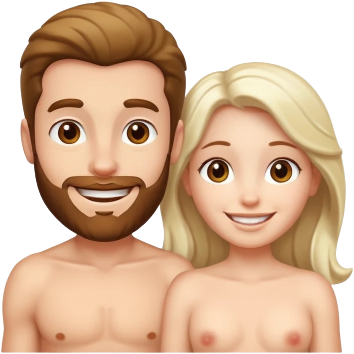 happy white Adam and Eve standing next to each other, fully visible without background emoji