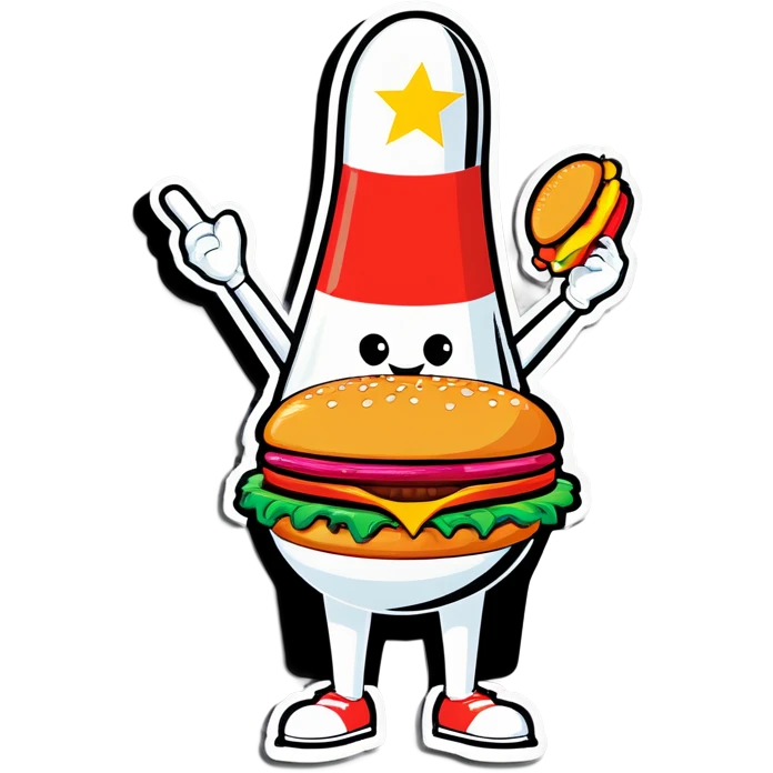 Bowling pin eating a cheeseburger  emoji
