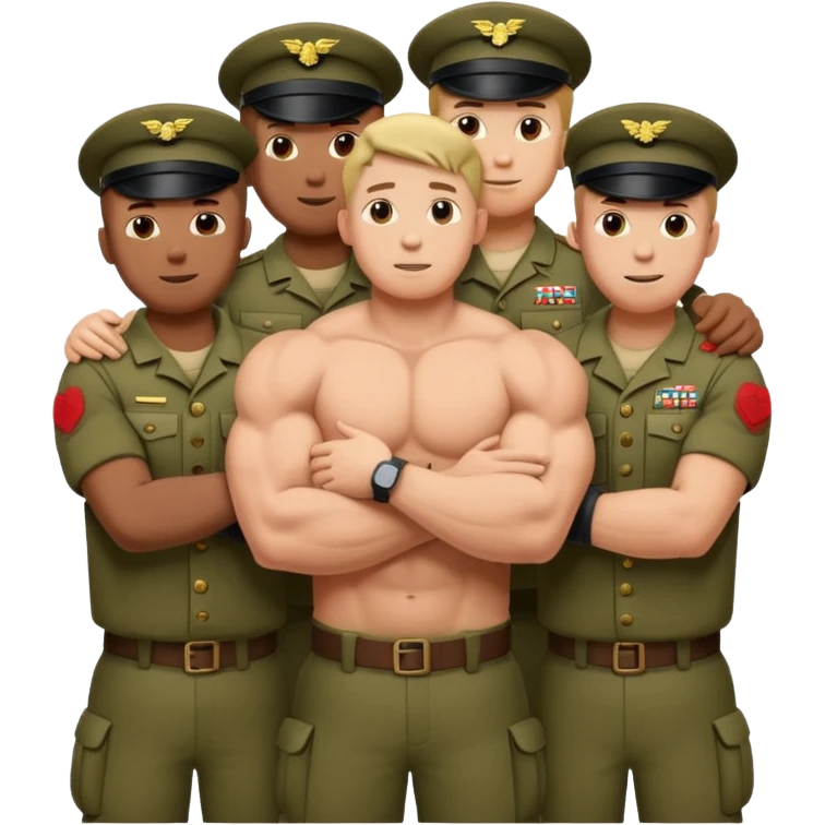 Soldados dando un abrazo de fraternidad emoji