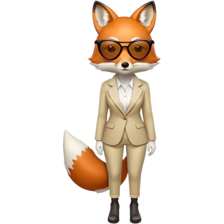 serious anthropomorphised female fox in stylish outfit with sunglasses, looking sad, facing away, full-body view emoji