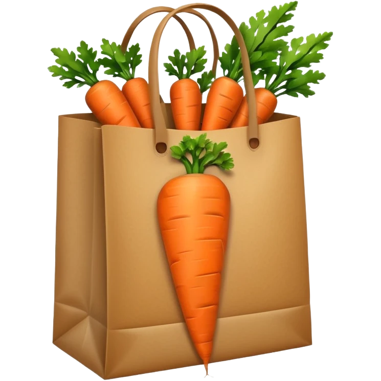 paper shopping bag with carrot. Transparent background emoji