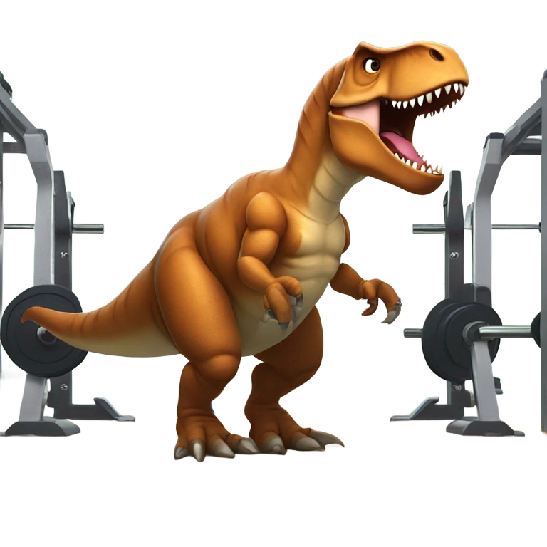 T-Rex lifting weights emoji