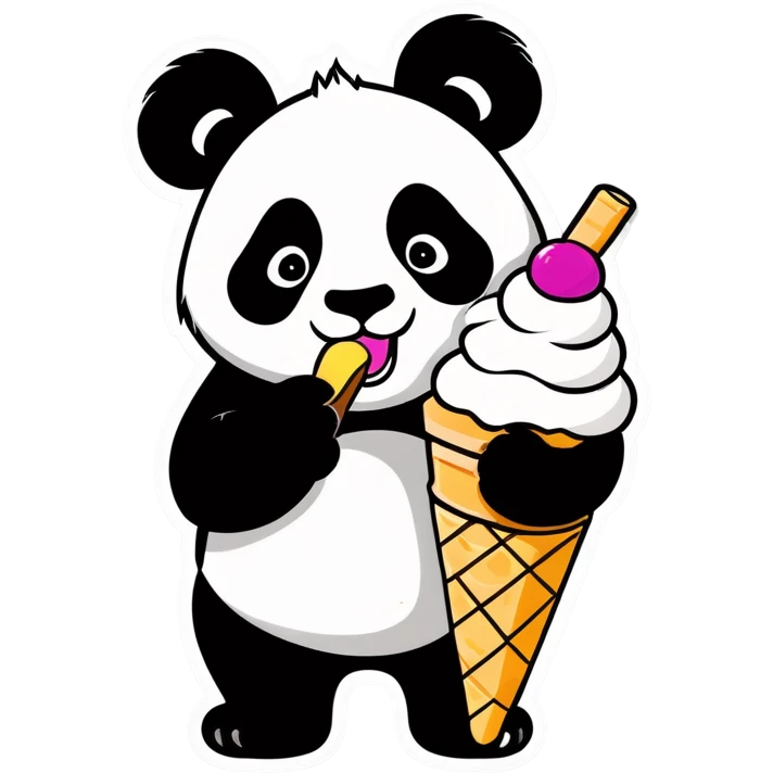 Panda eating ice cream emoji