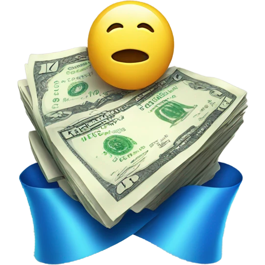 Money with a blue ribbon emoji