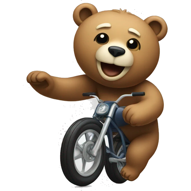 A bear doing a wheelie emoji