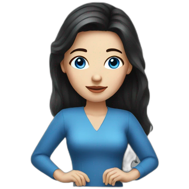 a woman with blue eyes and dark hair realism emoji