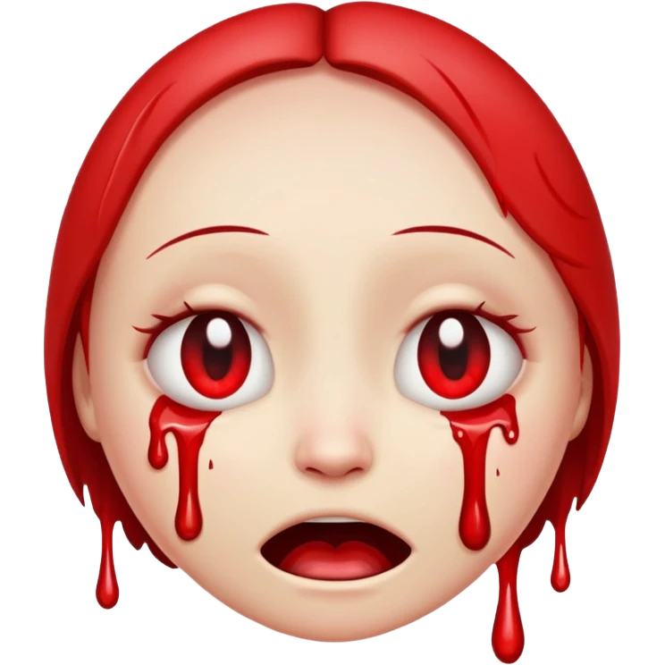 emoji smiley face, upside down, blood crying from eyes emoji
