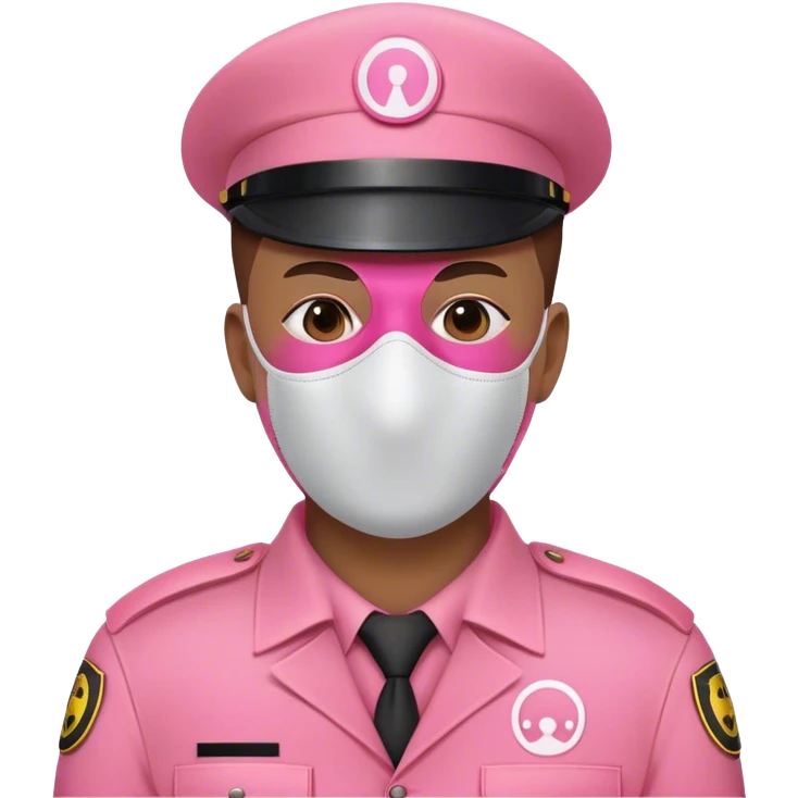 Pink security guard, faceless, circle symbol on mask emoji