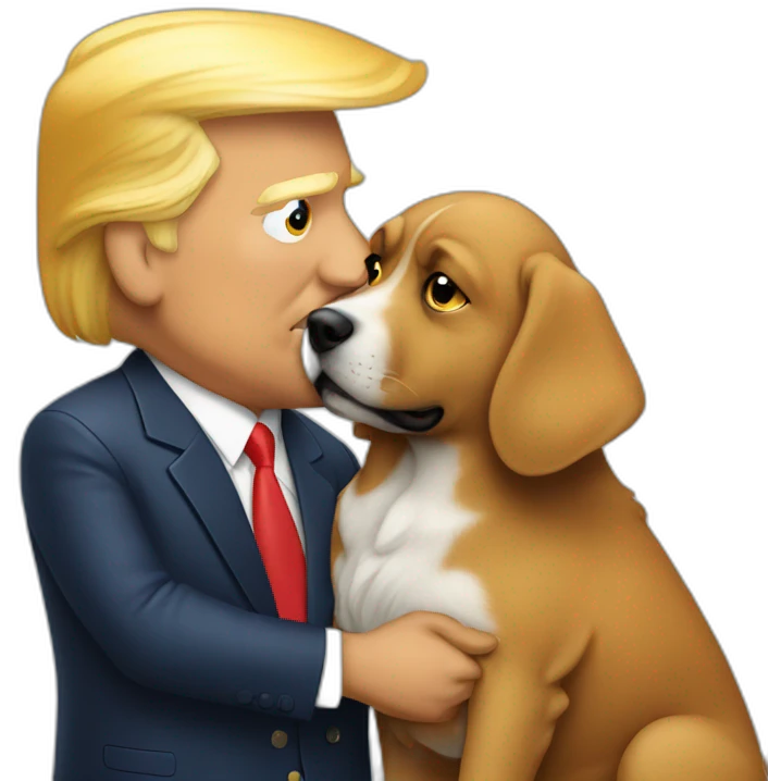 trump kissing a dog emoji