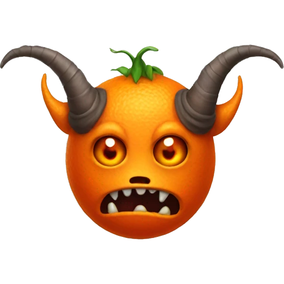 An evil orange monster with horns. emoji