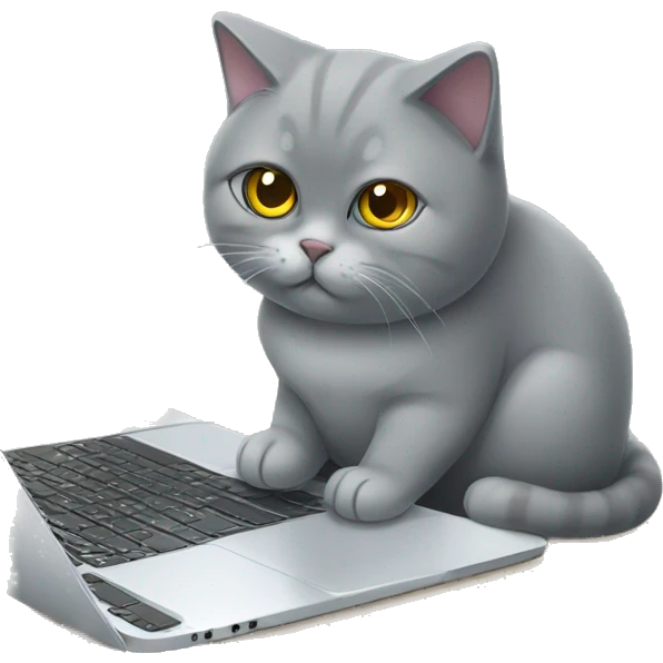 british shorthair cat trading on laptop emoji