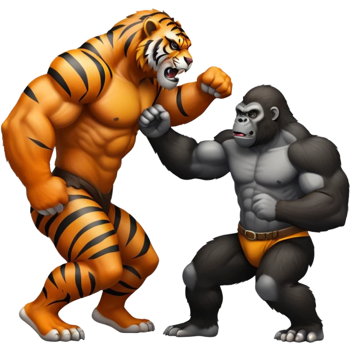 Tiger and gorilla fighting  emoji