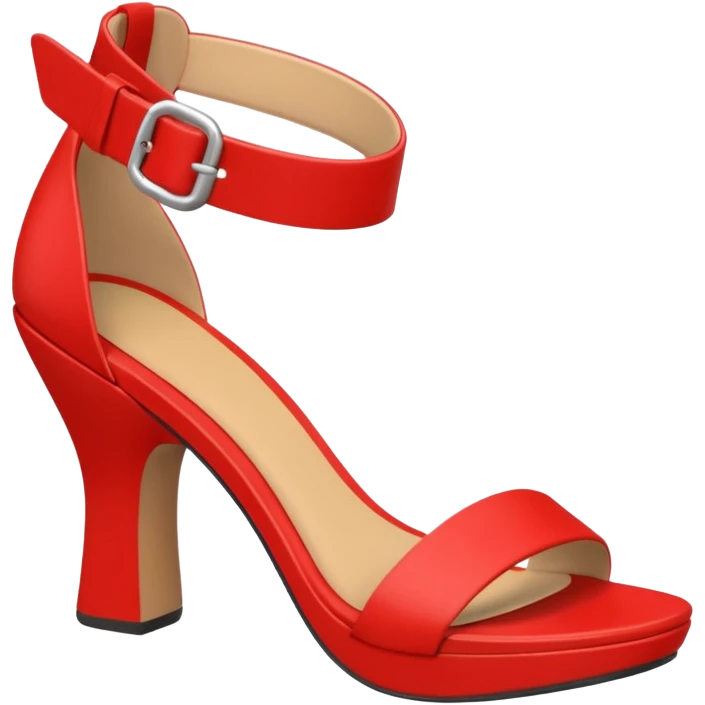 A 3D cartoon RED open-toe sandal with ankle straps and smooth curved sole, isolated plain background, Memoji-style rendering. emoji
