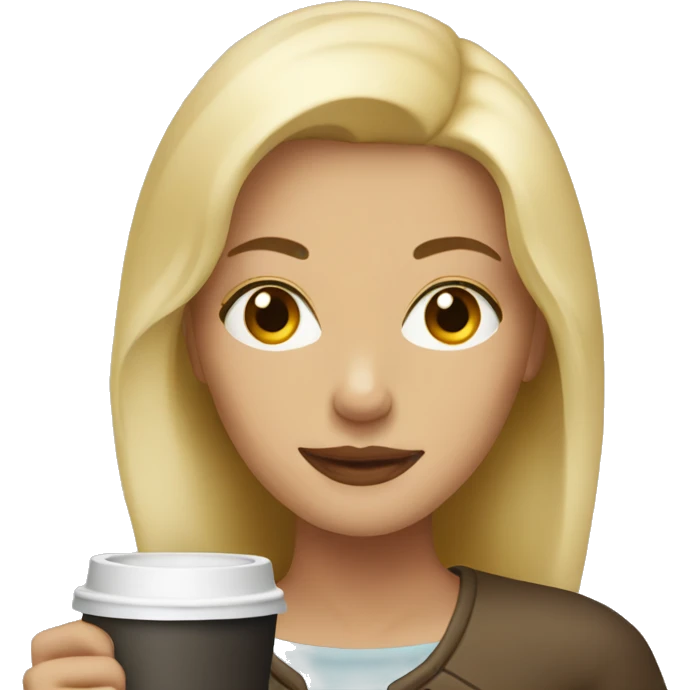 Blonde woman with coffee emoji