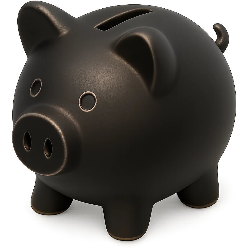 a piggy bank in 3D black style emoji