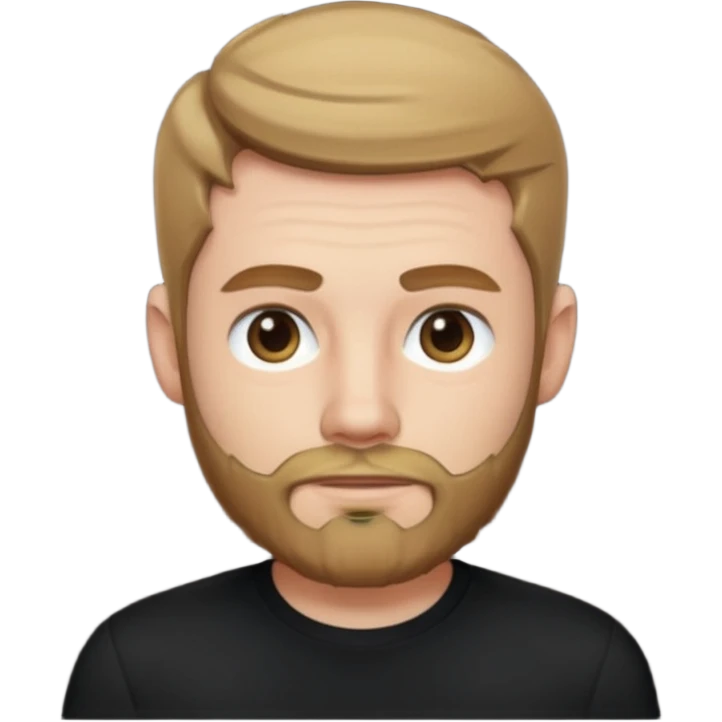 8-BitRyan with dark blonde hair and thin buzz beard, black shirt emoji