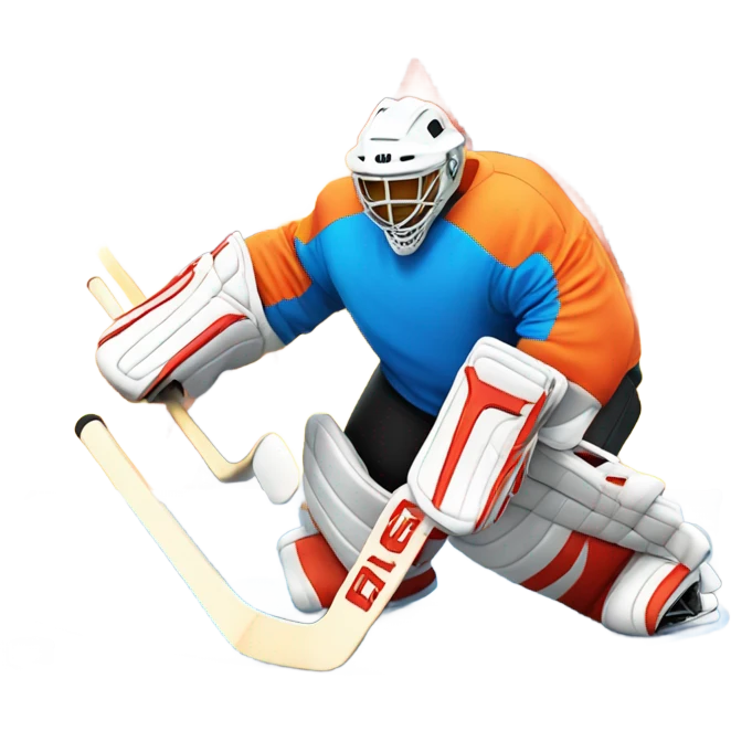 Hockey playing goalie with fire and ice emoji
