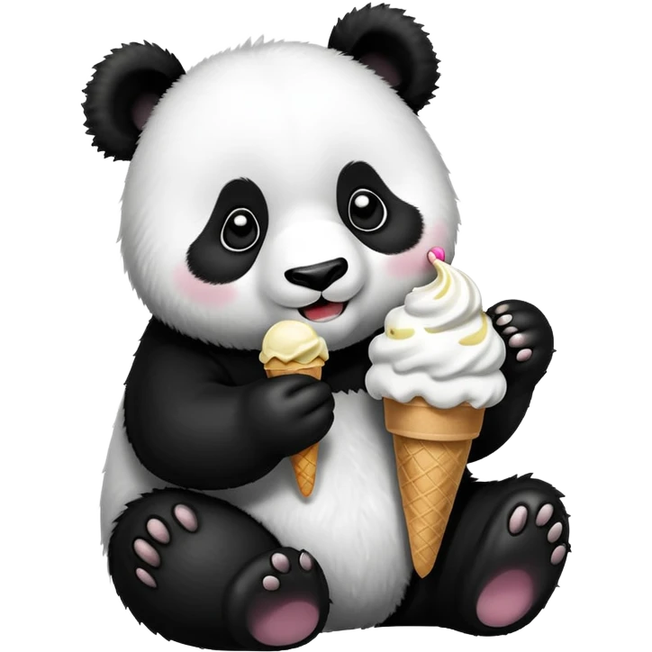 Panda eating ice cream emoji