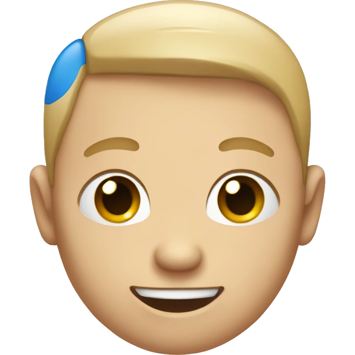 emoji with a circular head, that has the skin color of a white human, with white skin color ears, and a blue nose, smile, and do emoji