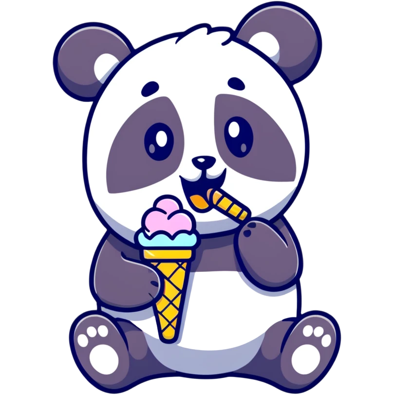 Panda eating ice cream emoji
