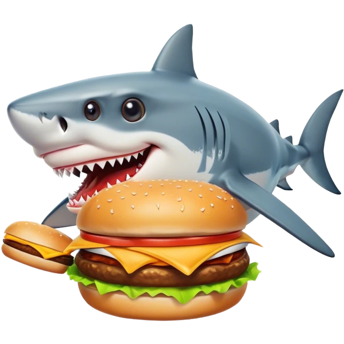 shark eating hamburger emoji