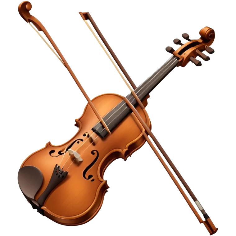 A violin with its bow. It has eyes and a smiling mouth. emoji