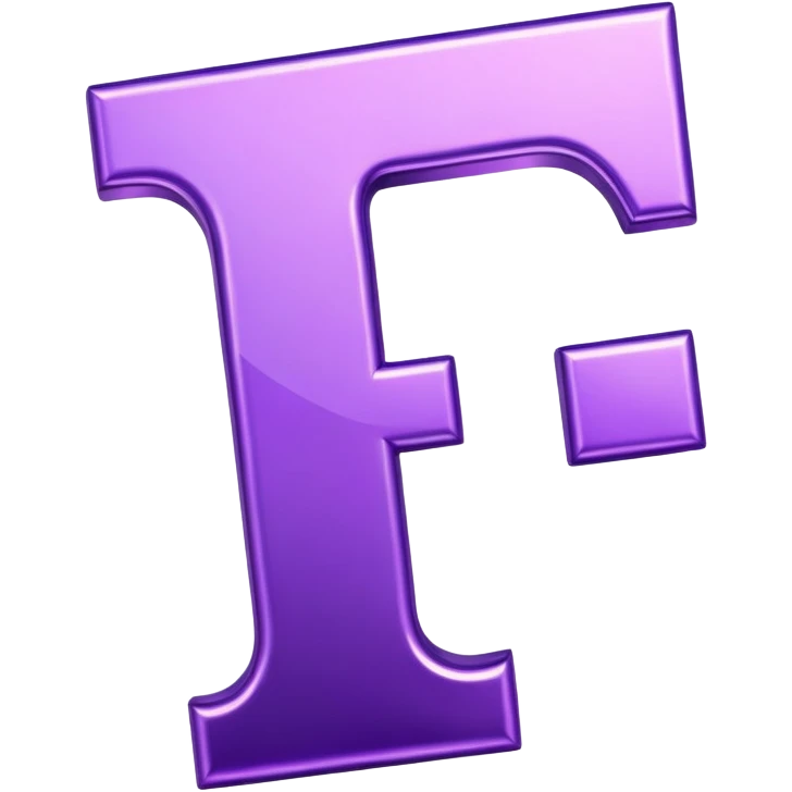 The letter “T” in shiny purple  emoji