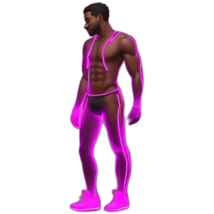 Juicy booty neon sign style man emoji