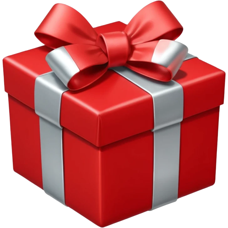 red gift box wrapped with silver ribbon emoji
