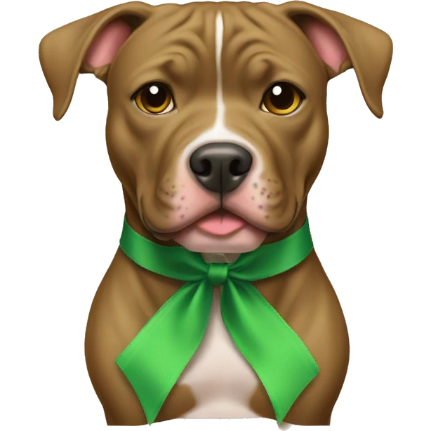 Green ribbon on tan Pitbull just head no body emoji