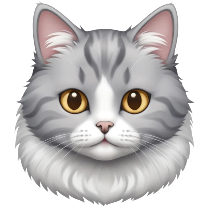 grey and white shorthair cat  emoji