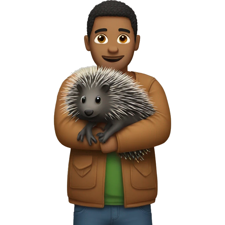 Man holding a porcupine  emoji
