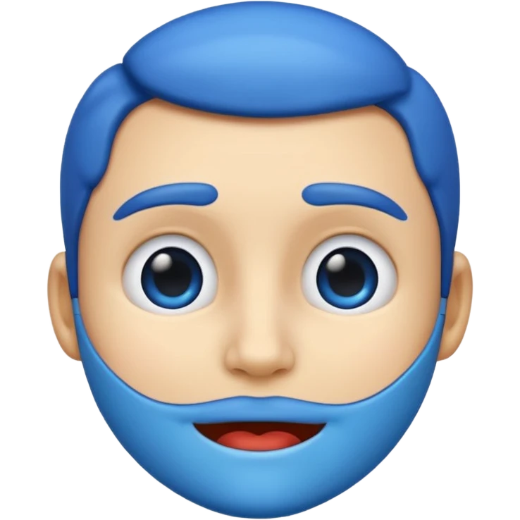 blue emoji face with a defined jawline emoji