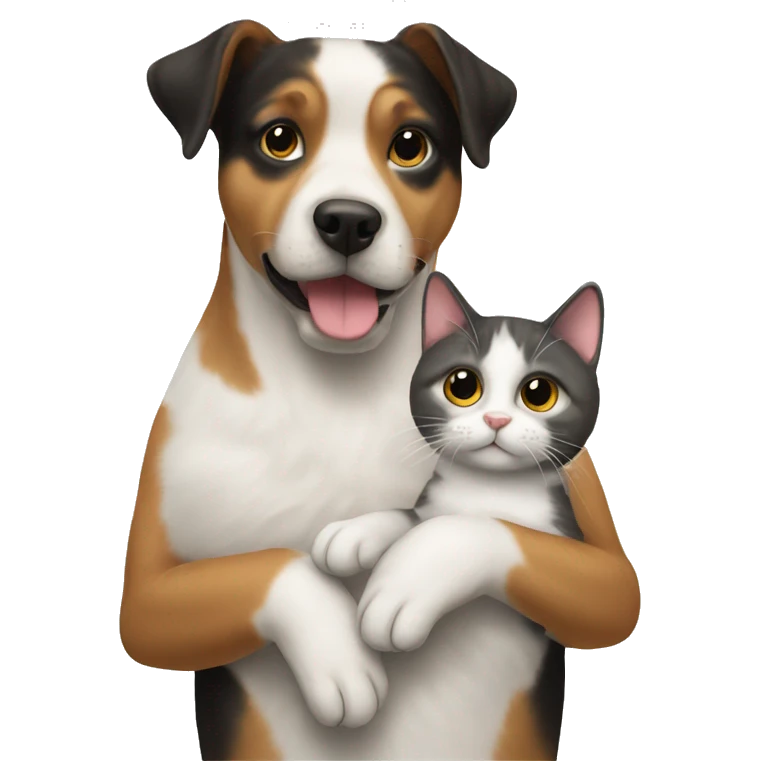 Dog holding a cat emoji