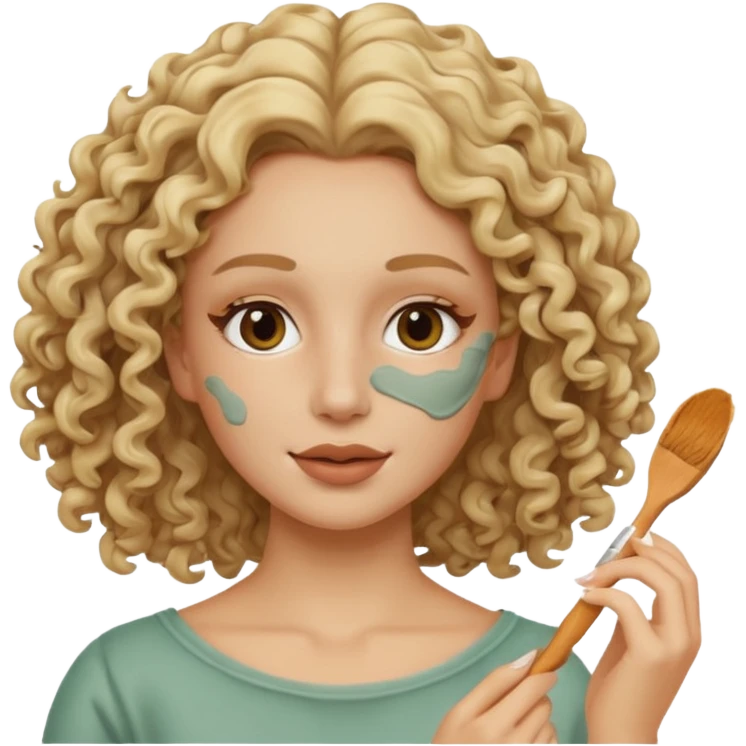 clay mask woman blond curly emoji