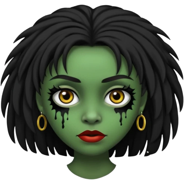 Faça uma menina de cabelo liso preto com franja zumbi cabelo longo  emoji