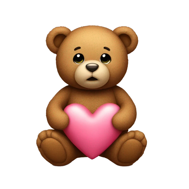 A teddy bear Holding a heart emoji