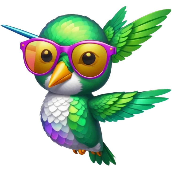 green hummingbird with sunglasses emoji