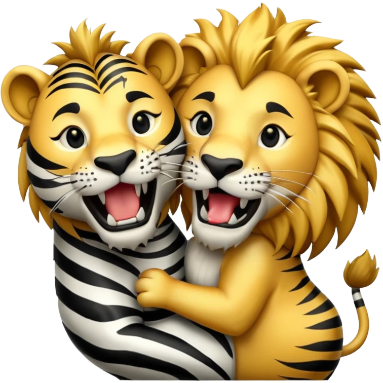 lion biting zebra emoji