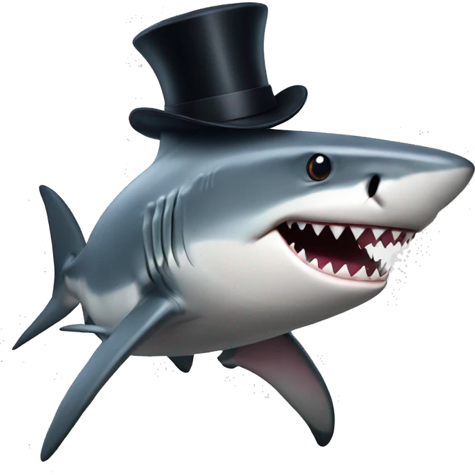 Shark with a top hat emoji