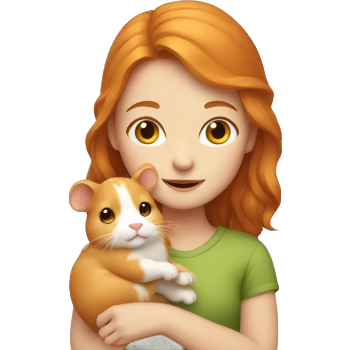 Ginger girl holding a goldhamster emoji