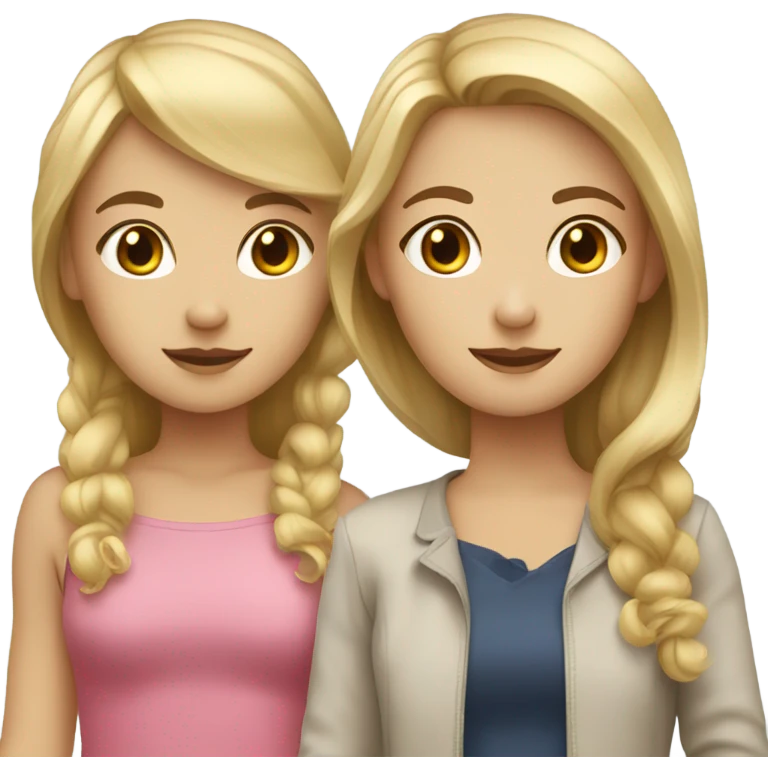 Blonde haired girl with a brown haired girl  emoji