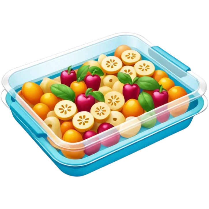 vacuum sealed food tray, vibrant, simple, clear emoji