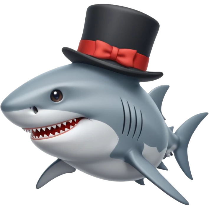Shark with a top hat emoji