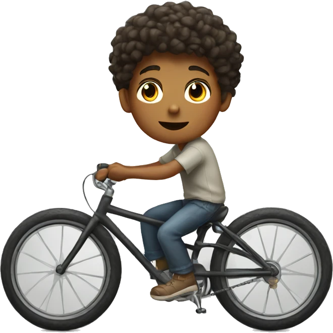 realistic portrait of a boy riding bicycle emoji