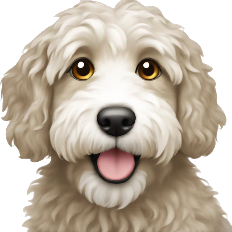 Beige and white Aussiedoodle  emoji